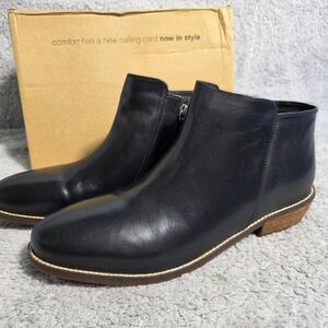 Softwalk Rocklin Womens Black Leather Side Zip Ankle Boots Booties 11 Narrow NEW